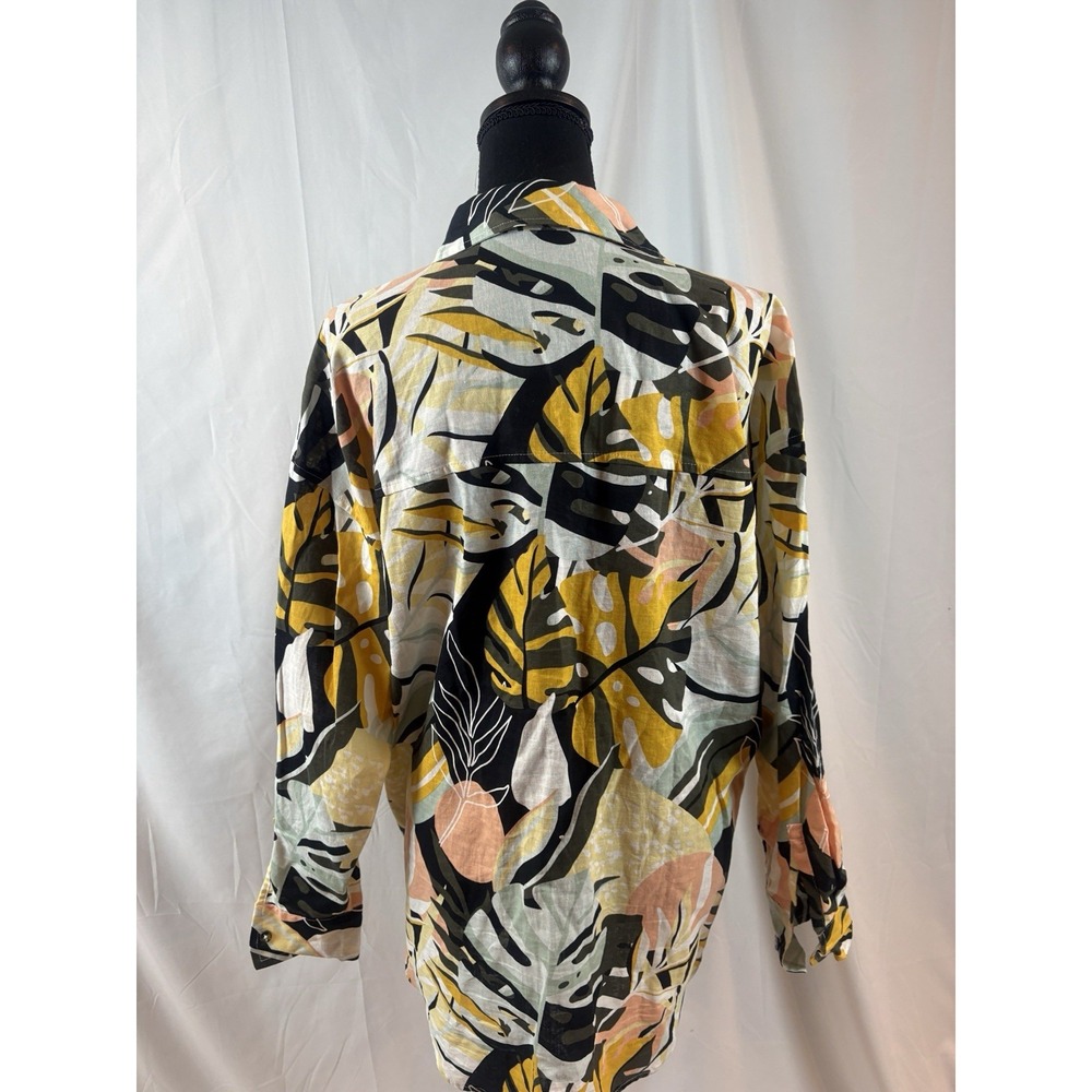 Calia‎ Women's Size Small Oversized Long Sleeve Linen Blend Button Up Top - Picture 3 of 8